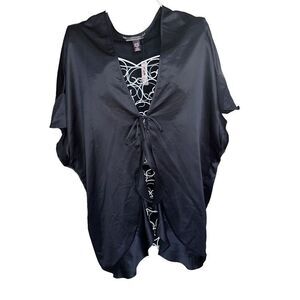 NWT Victoria’s Secret Sexy Black Satin Lingerie Robe | One Size